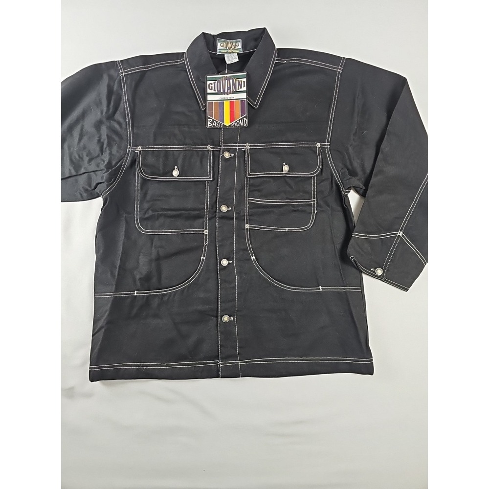 Vtg Giovanni Black Hip Hop Denim Jean Jacket Barn‎ Coat New Men's L